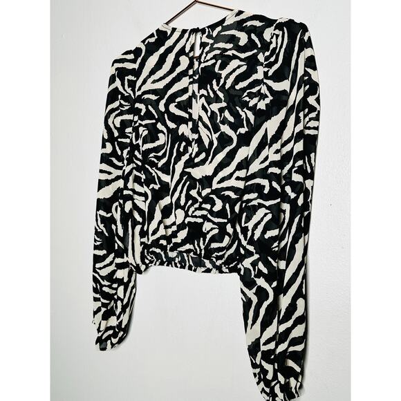 ONE TEASPOON Different Dimension Bubble Black White Sheer Chiffon Top Size Small - Picture 5 of 10